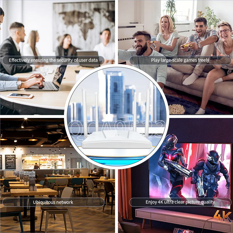 WiFi Router 300Mbps 4 External Antennas 2.4G Wireless 1 Year Warranty 4 LAN/1 WAN Ports for Home Office