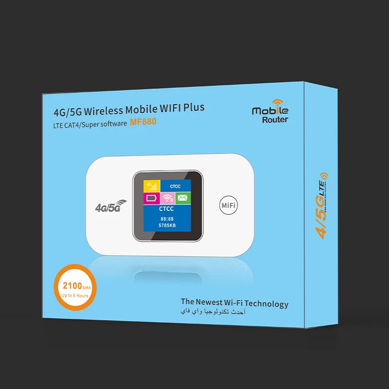 4G LTE Mobile WiFi Hotspot 3000mAh Battery, Portable Wireless Router with Color Screen, Fast Internet for Travel & Business