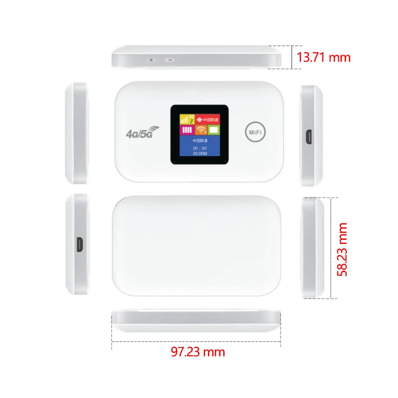 4G LTE Mobile WiFi Hotspot 3000mAh Battery, Portable Wireless Router with Color Screen, Fast Internet for Travel & Business