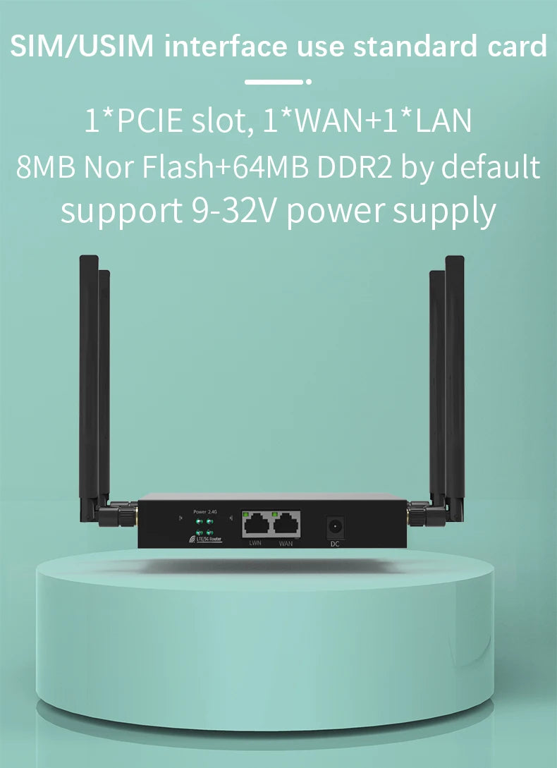 Openwrt Firmware 2.4Ghz Wifi 1 Wan 1 Lan 3G 4G LTE Industrial 300Mbps Cat4 4G LTE CPE